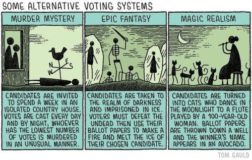 myjetpack:For the @guardian #tomgauld #cartoon #voting #electoralreform #undead #cats #avocado