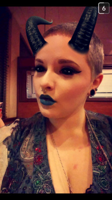 nerdy-king-of-hell:  rollsofdestiny:  When you have way too much fun with Snapchat filters 😅😈❤  Love this!