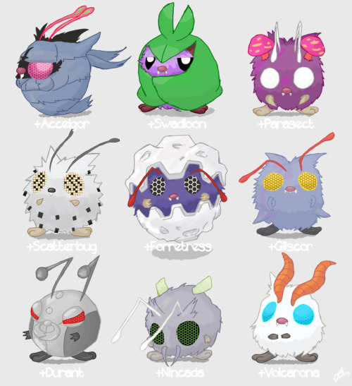 wowcherrim:  Venonat—         Pokemon variations inspired by [ too-much-green​ ♣ ]