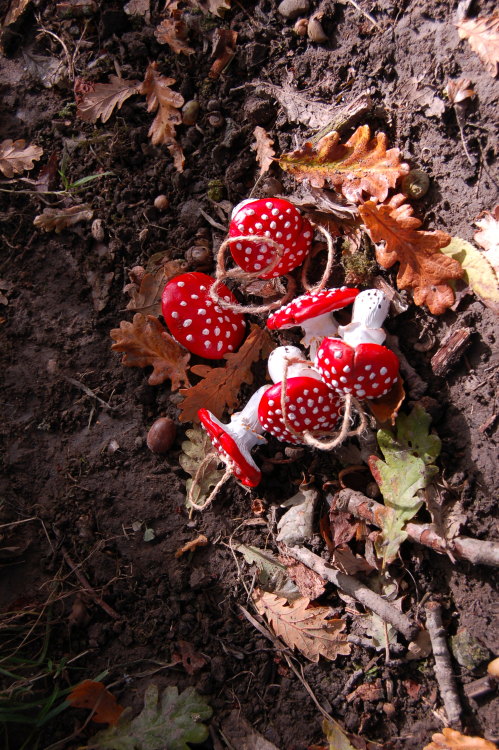 Hand sculpted and hand painted Fy Agaric hangers or decorations now available form my esty shop!http