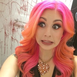 annaleebelle:  Ahhhh!!! #bathroommassacre #radiantinc #annaleebelle @radiant_inc #orangehair #pinkhair #coralhair