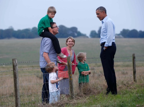 guardian:  Obama broke off from discussing world affairs at the Nato summit in Newport, Wales, to visit Stonehenge. (Charles Dharapak/AP) 