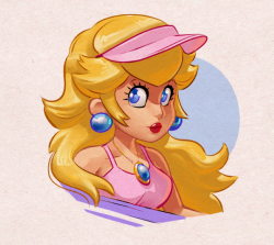 theweegeemeister: A quick peach sketch before bed. I just wanted to draw her in a visor for some reason :P &lt;3