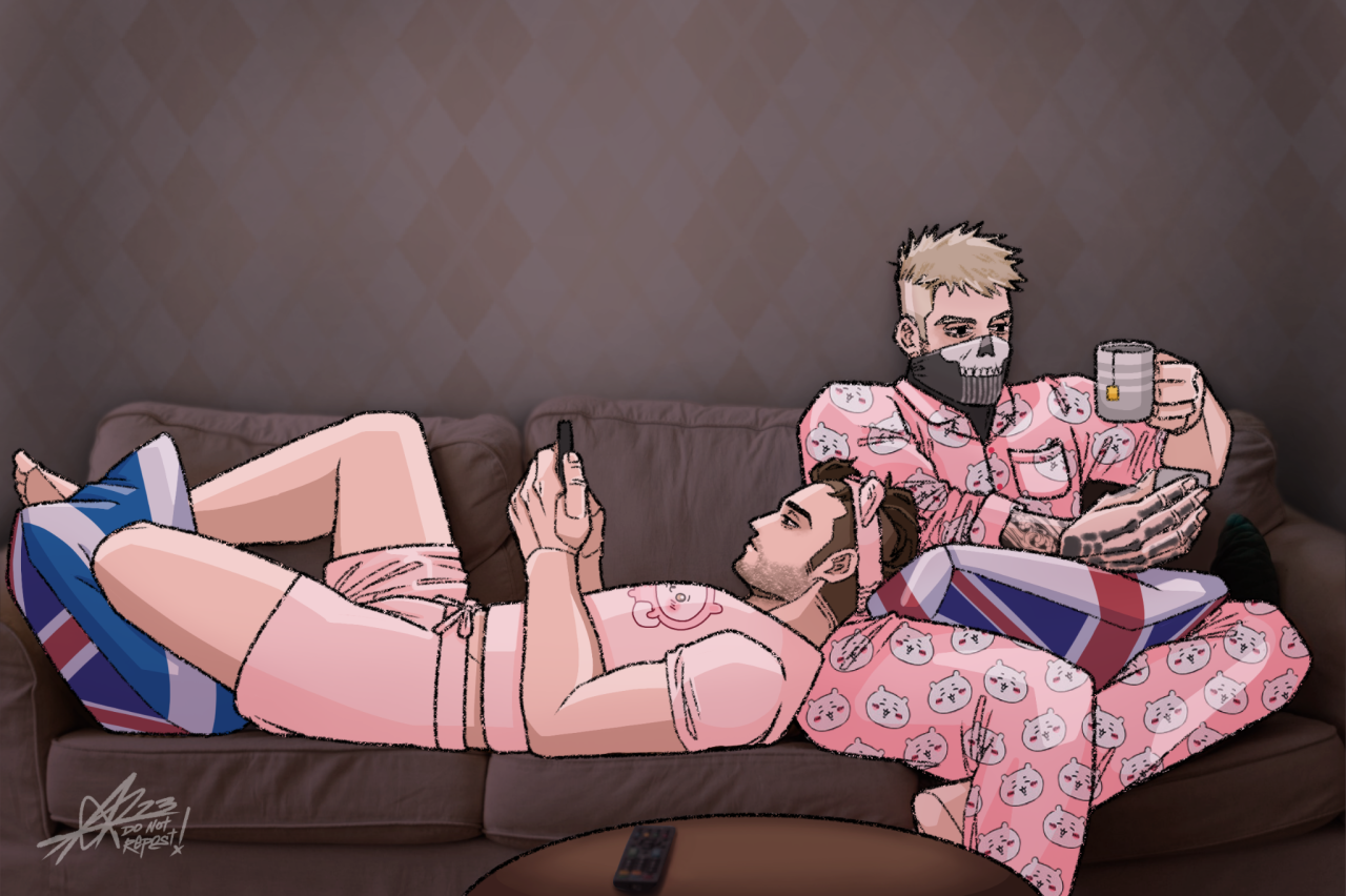 azucareraart:guys&rsquo; night (from this prompt):
