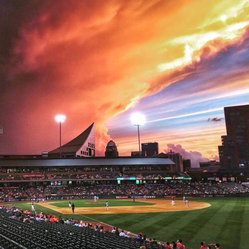 viralthings: Storm clouds gather over a baseball stadium in Louisville last night