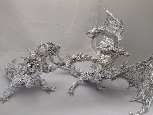 thefoilguy: Godzilla vs King Ghidorah from Godzilla: King of the Monsters - Aluminum Foil Sculpture