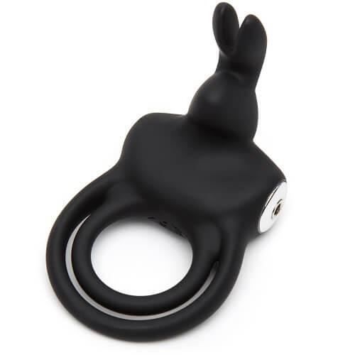 HAPPY RABBIT COUPLES STIMULATING USB RECHARGEABLE RABBIT LOVE RING BLACK