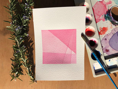 Kunzite Abstract Geometric Watercolor Painting //LALARTpaintings