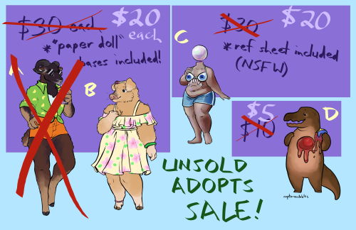 raptorscribbles:selling some adoptable designs, some old and some new! if you’re interested, please 