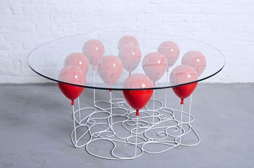 thedesignwalker: Duffy London’s playful coffee table creates the illusion that it’s held up by ballo