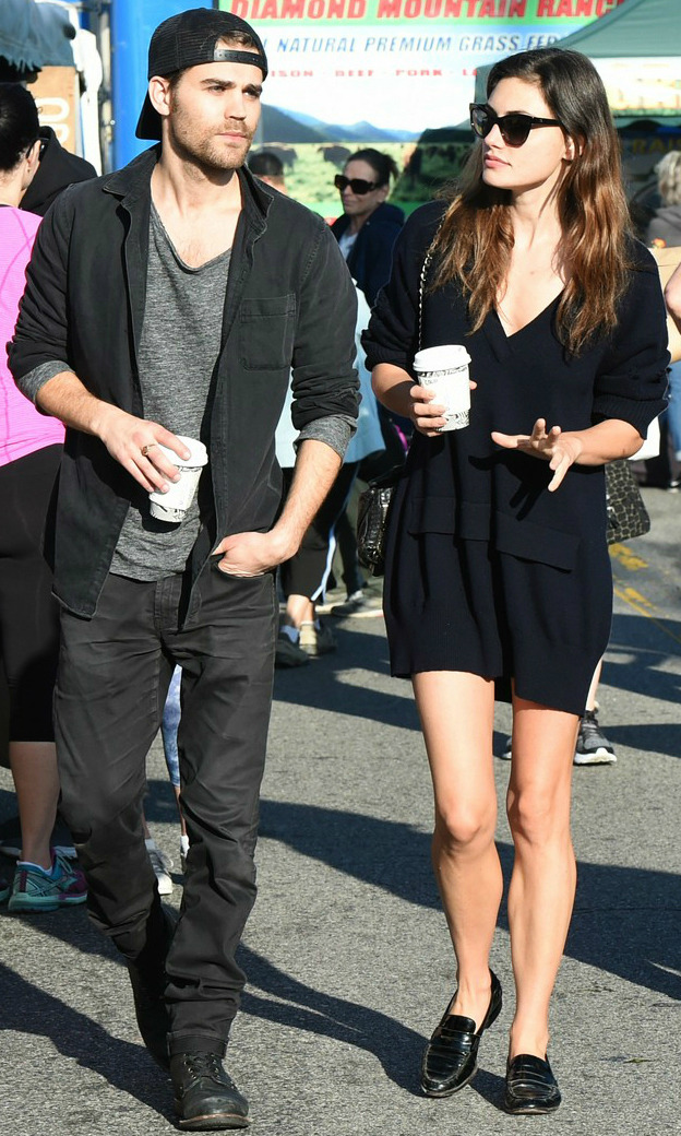 beautorigine:Paul Wesley and Phoebe Tonkin at the farmers market in Los