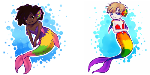 amaranthia-draws:I just wanted a post that collected all of my little pride mermaids at once. They