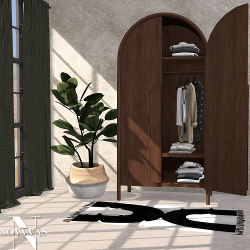 DESIERTO BEDROOM29 new meshes: bed, bed blanket, pillows 1, pillows 2, curtains (10 swatches), annie