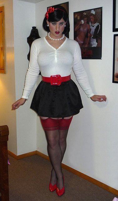 sissyacceptingherplace: Perfect outfit for a faggot housewife I want you!!