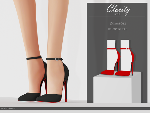 Clarity Heels (Early Access)Created for: The Sims 4-New mesh by me-23 Swatches-Custom Thumbnail-HQ