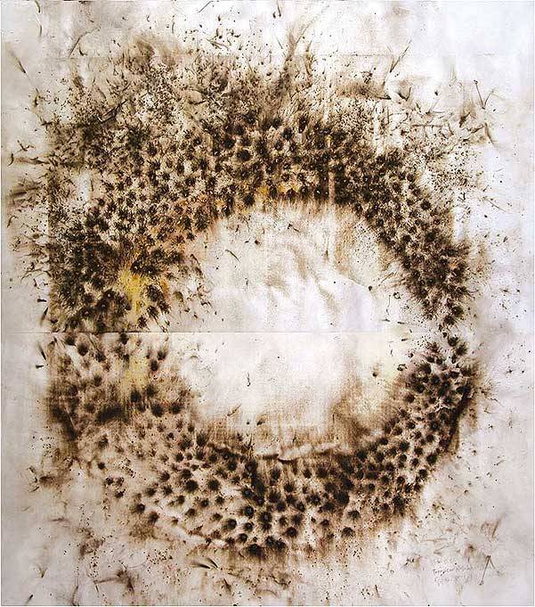 vjeranski:Cai Guo-QiangDrawing for Transient Rainbow,” 2003Gunpowder on paper,