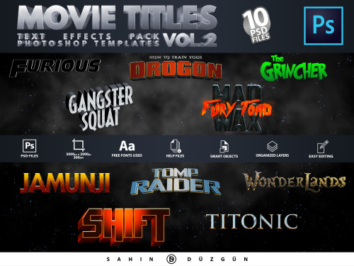 sahinduzgunart:Movie Titles - Vol.2 | Text-Effects/Mockups | Template-Pack © Sahin Düzg&uu