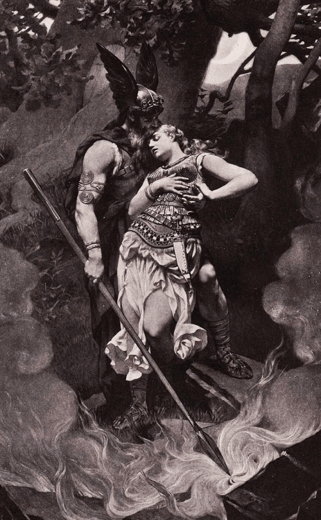 starswaterairdirt:Wotan takes leave of Brynhildr, 1892.from The Valkyrie, opera by Richard Wagner.pa