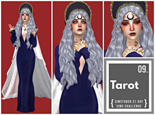 ▶ SIMSTOBER - Day 09. Tarot(The High Priestess.  )Face:Hair // Brows (03) // Headdress // Circlet //