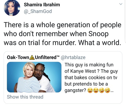 beautifulhags: vinebox:  ruinedchildhood:  Whats happening on Twitter? 😂  ALWAYS! https://twitter.com/_ShamGod/status/992795327446036489?s=19   bake on, Snoop. fuck the haters 