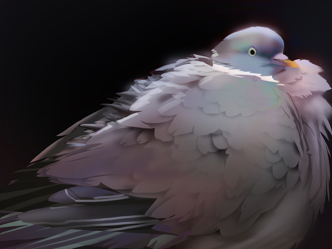 dreriart:a fluffy birb for todays daily (＾ｖ＾)