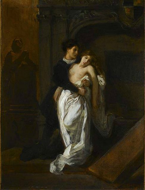 miodecalogo:Eugène Delacroix -  Roméo et Juliette devant le tombeau des Capulets