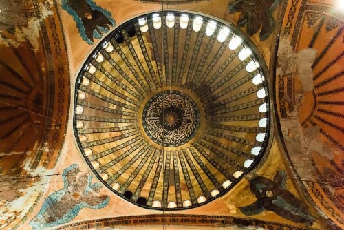 arthistoryfeed:#HagiaSophia Main Dome. The crown of the dome rises 180 feet (55 meters) above the f