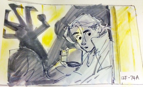 barryjohnson77:  In addition to animating Silver in Treasure Planet, Glen Keane did some beautiful storyboards. Here’s Silver spinning stories for the crew below deck as Jim Hawkins looks on. Although Jim is skeptical of this new character, he can’t