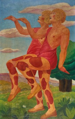 amare-habeo:   Alex Levrat (French, 20th Century)     Plan for the “Afternoon of a faun” balett, to Vaclav Nyizsinszkij’s role, N/D   Oil on canvas, 117 x 73 cm   