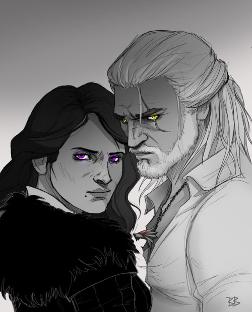 bbsketches:Geralt and Yennefer requested by @amayanocturna !P.S. I absolutely do love The Witcher :)