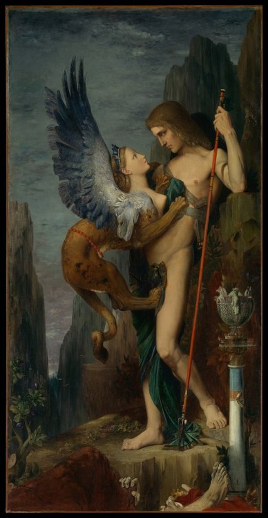 loumargi:Gustave Moreau (French 6 April 1826 – 18 April 1898) Oedipus and the Sphinx