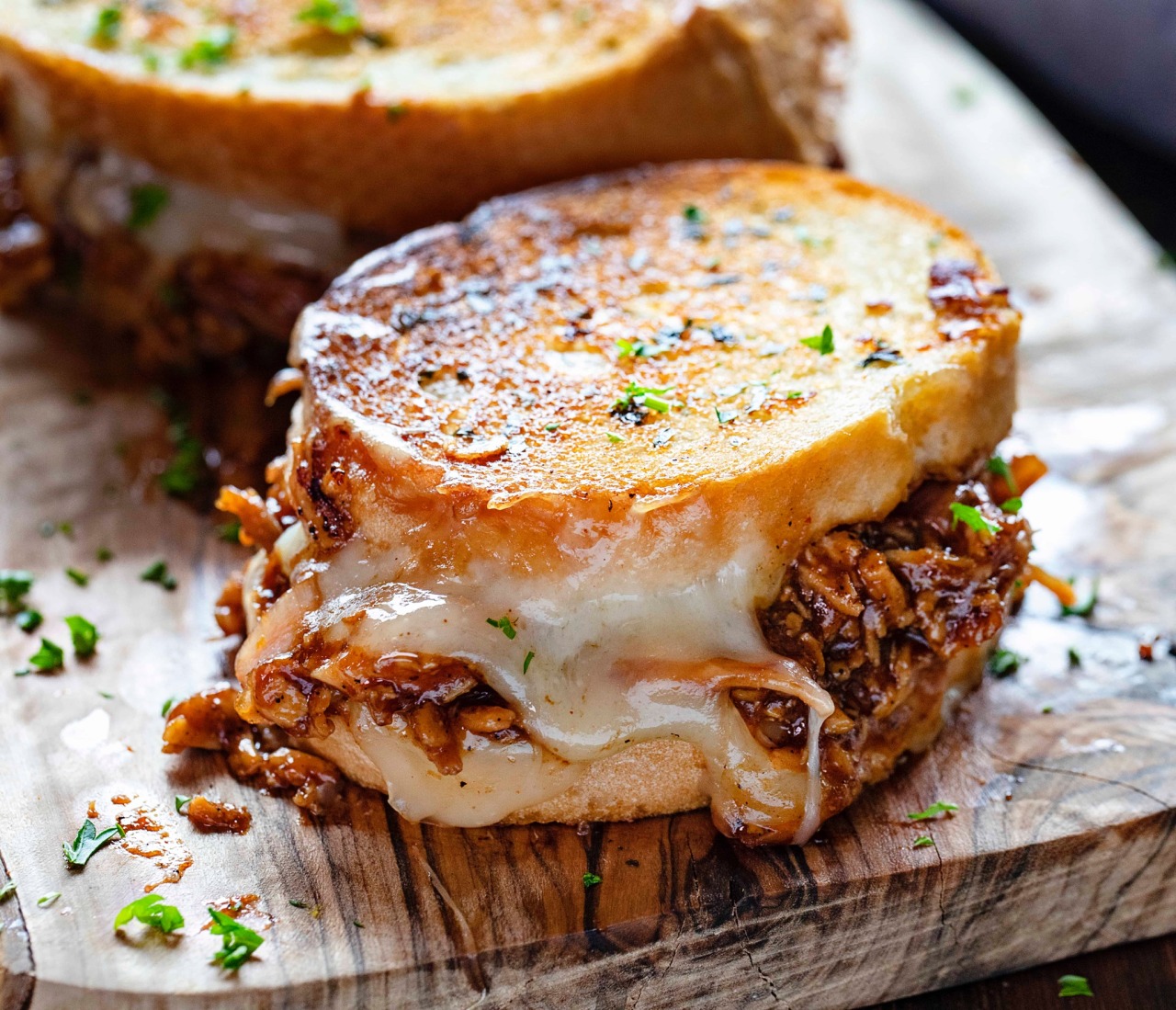 food-is-life:BBQ Chicken Grilled Cheese🤎| via I Am Baker