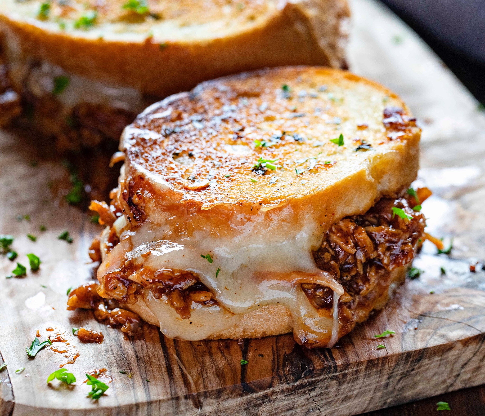 food-is-life:BBQ Chicken Grilled Cheese🤎| via I Am Baker