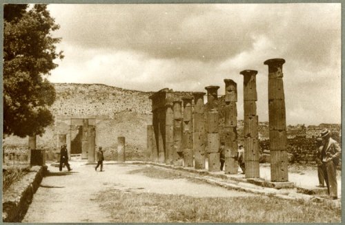 records-of-fortune:View of the ruins of the Greek Forum. Pompeii, Italy. J.M. Booth. c. 1930’s