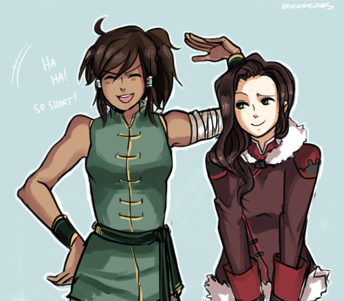 beroberos:  AU where Korra and Asami knew eachother when they were younger. Korra was proud of her former height advantage, dammit Asami 8(  hehe <3333