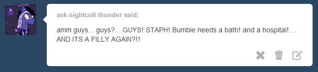 ask-bumble-buzz:  Filly-  1/2 posts  X3