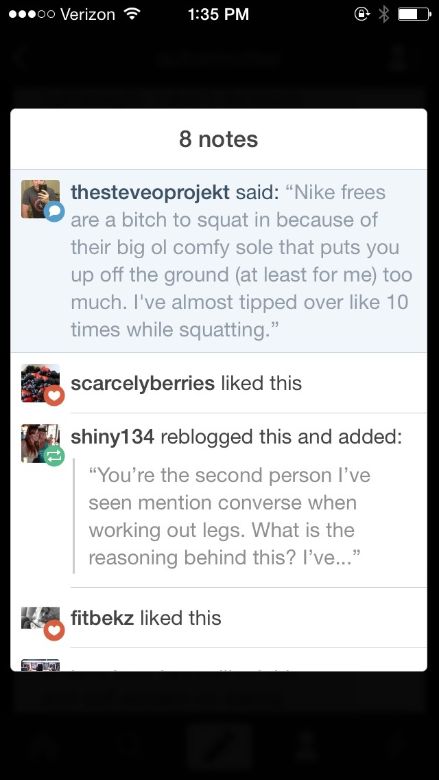 aubernutter:  That’s why I said I wear converse when I workout legs!  :)  Same