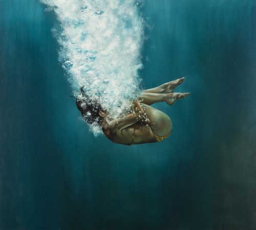 anitaleocadia:  Eric Zener  - oil on canvas, 2013 - Gentle Surrender - Sea Dream - Woman Waking from a Dream - Tumbling Through the Light - White Cloak 