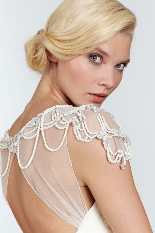 Illusion and crystal embellished boleros, all from Haley Page 2013. First, style no. HP6302 &ldq