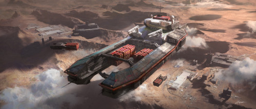 manfrommars2049:Cargo Ship by Pengzhen Zhang via ImaginaryFuturism