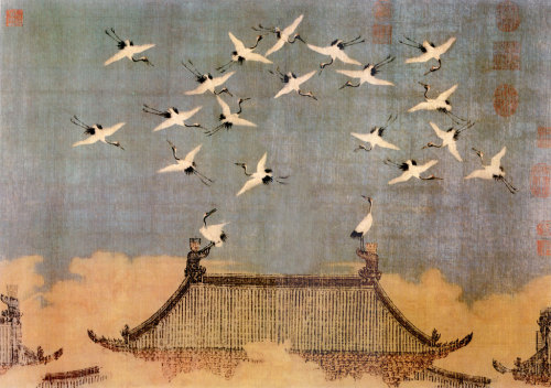 Auspicious Cranes, by 徽宗 (Emperor Huizong of Song).