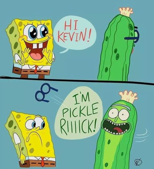 The kind of shit I send to my boyfriend… 😅😂 @robdog1175   #spongebob #spongebobsquarepants #rickandmorty #ricksanchez #picklerick #kevin #funny #funnypics #mashup #crossover #lol #killinme #dead #idied #😂😂