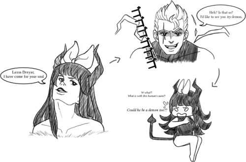 An AU in which Kagura is a demon assigned to take Laxus’ soul.Good luck, Kagura. You’re gonna need i