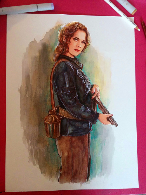 petite-madame: Peggy CarterWatercolor, Copic Markers, Colorex Inks, Prismacolor pencils + PS enhance