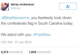 odinsblog:  Good news: Michael Moore has volunteered to pay Bree Newsome’s bail. Video of Bree Newsome removing the Confererate flag from the State House here