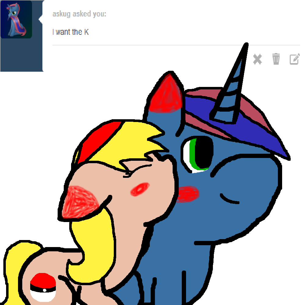 ask-poke-mon-pony:  peck on da cheek for UGhttp://askug.tumblr.com/  Teehee That