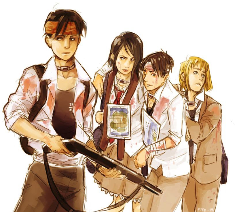 pax-etlux:  thinking about doing a whole au of the snk cast in battle royale has