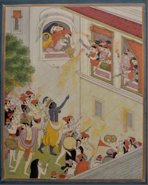  Krishna playing colour with the Gopikas On occasion of Dhulwad - Dhuleti (धूळवड - धुलेटी), may the 