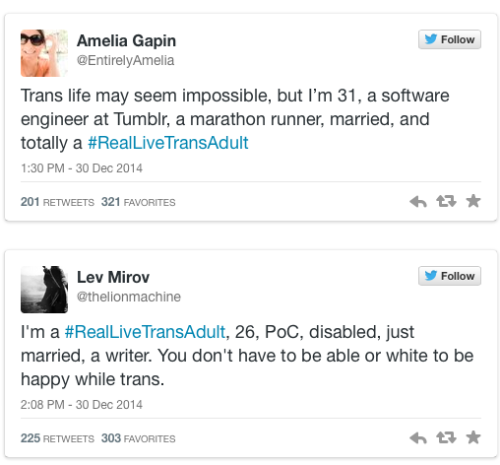 micdotcom:  These powerful #RealLiveTransAdult tweets are showing trans youth, you’re not alone   Heartbroken by reports of Leelah Alcorn’s suicide, Oakland-based comedian Red Durkin started the hashtag #RealLiveTransAdult. Durkin told Mic that she