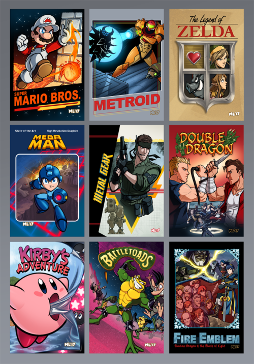 pulp-punk:I re-drew a bunch of NES/Famicom video game box art! They’re all tiny because I made them 